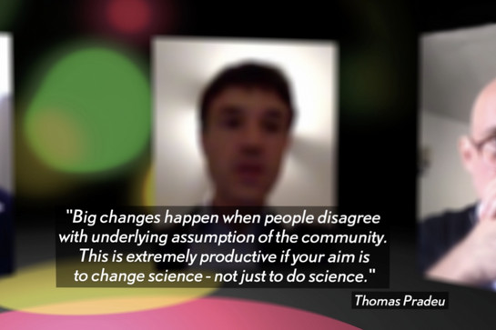Ein Zitat von Thomas Pradeu in Englischer Sprache: „Big changes happen when people disagree with underlying assumption of the community. This is extremely productive if your aim is to change science – not just to do science”. 