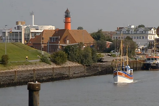 Blick auf einen Hafen