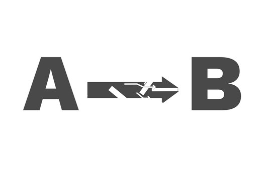 Zwei Buchstaben mit einem Pfeil