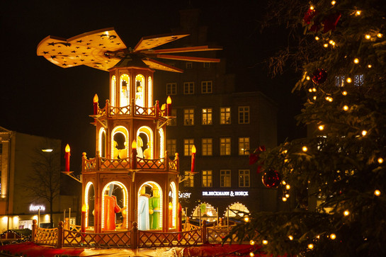 Blick auf den Flensburger Weihnachtsmarkt