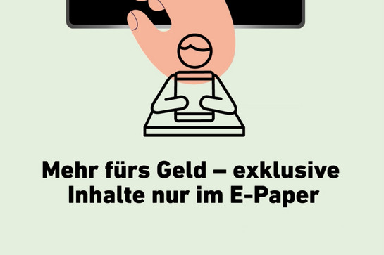 Ein schwarzes Männchen hält ein Ipad