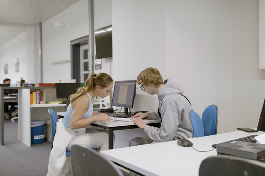 Zwei Schüler arbeiten an einem projekt