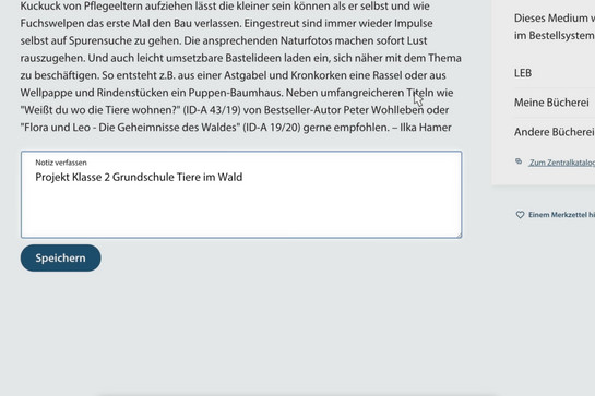 Buchbeschreibung mit Notizmöglichkeit