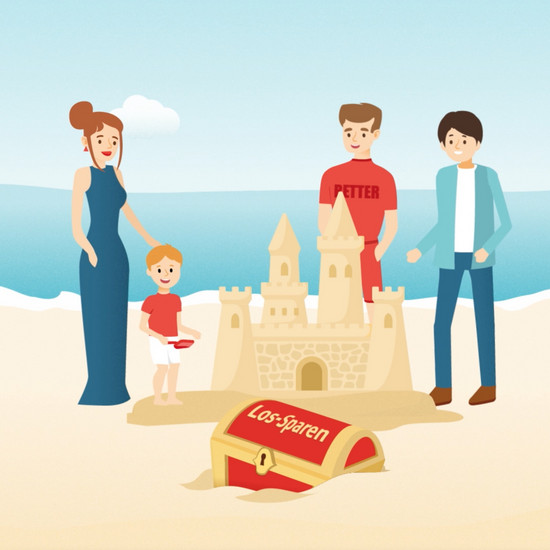 Ein roter Schatz liegt versteckt im Sand