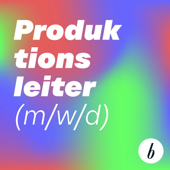 Text Produktionsleiter (m/w/d) auf buntem Hintergrund