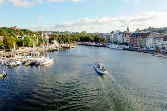Luftbild der Hafenspitze in Flensburg