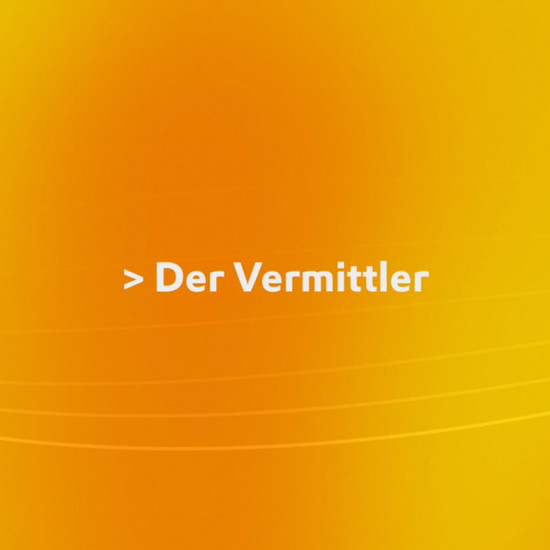 Textzeile mit der Vermittler auf gelben Hintergrund