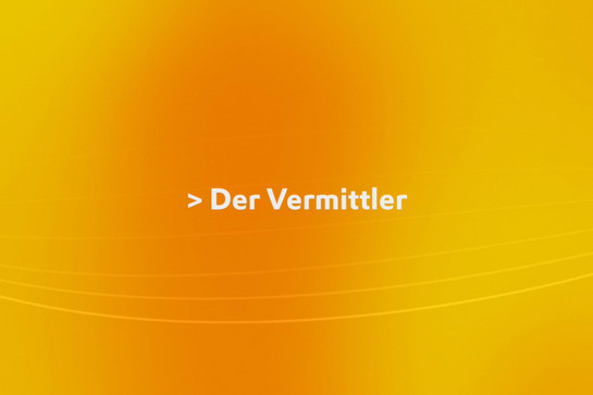 Textzeile mit der Vermittler auf gelben Hintergrund