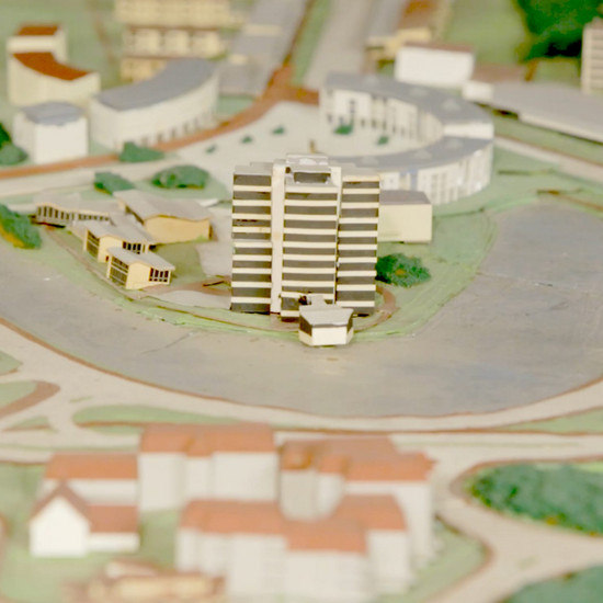 Miniaturgebäude eines Wohnviertels