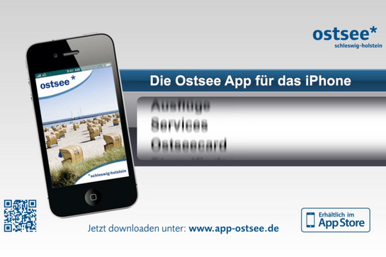 Ein schwarzes Iphone mit geöffneter Ostsee SH App