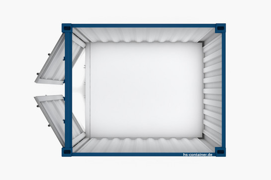 3D-Modell von Container mit leicht geöffneten Türen von oben