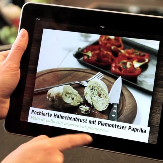 Ein Hähnchenrezept auf einem Ipad