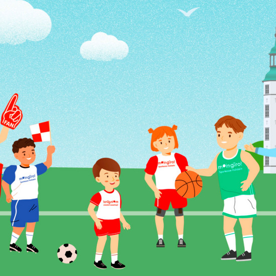 Eine Zeichnung von Kindern die Fußball spielen