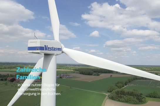 Luftbild eines Vestas Windrads