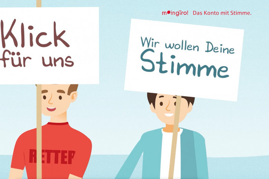 bb_spho_vergabeaktion_teaser_06.jpg Zwei animierte Personen halten zwei Schilder hoch