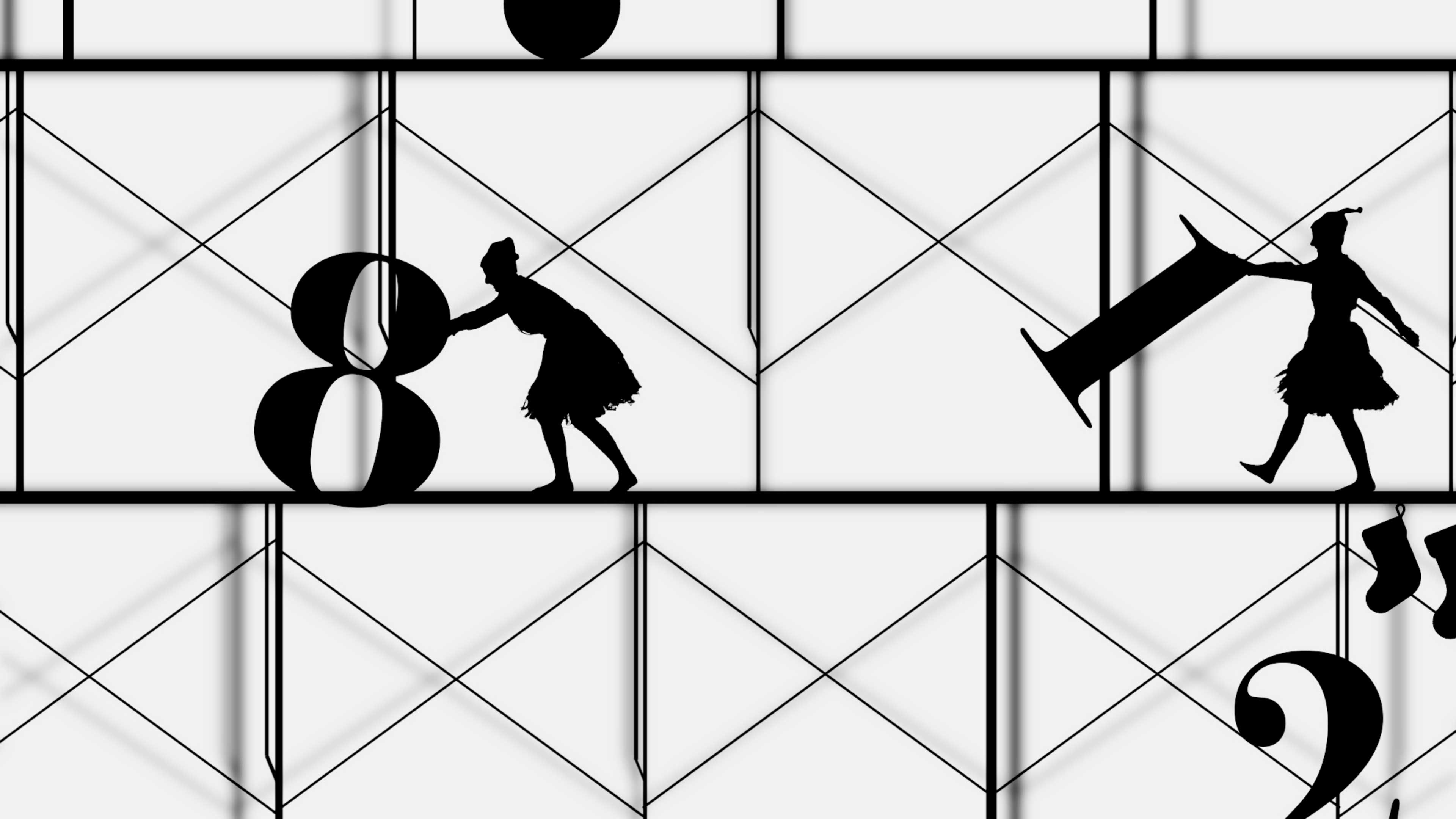 Schwarze Silhouetten von Nissen und Zahlen