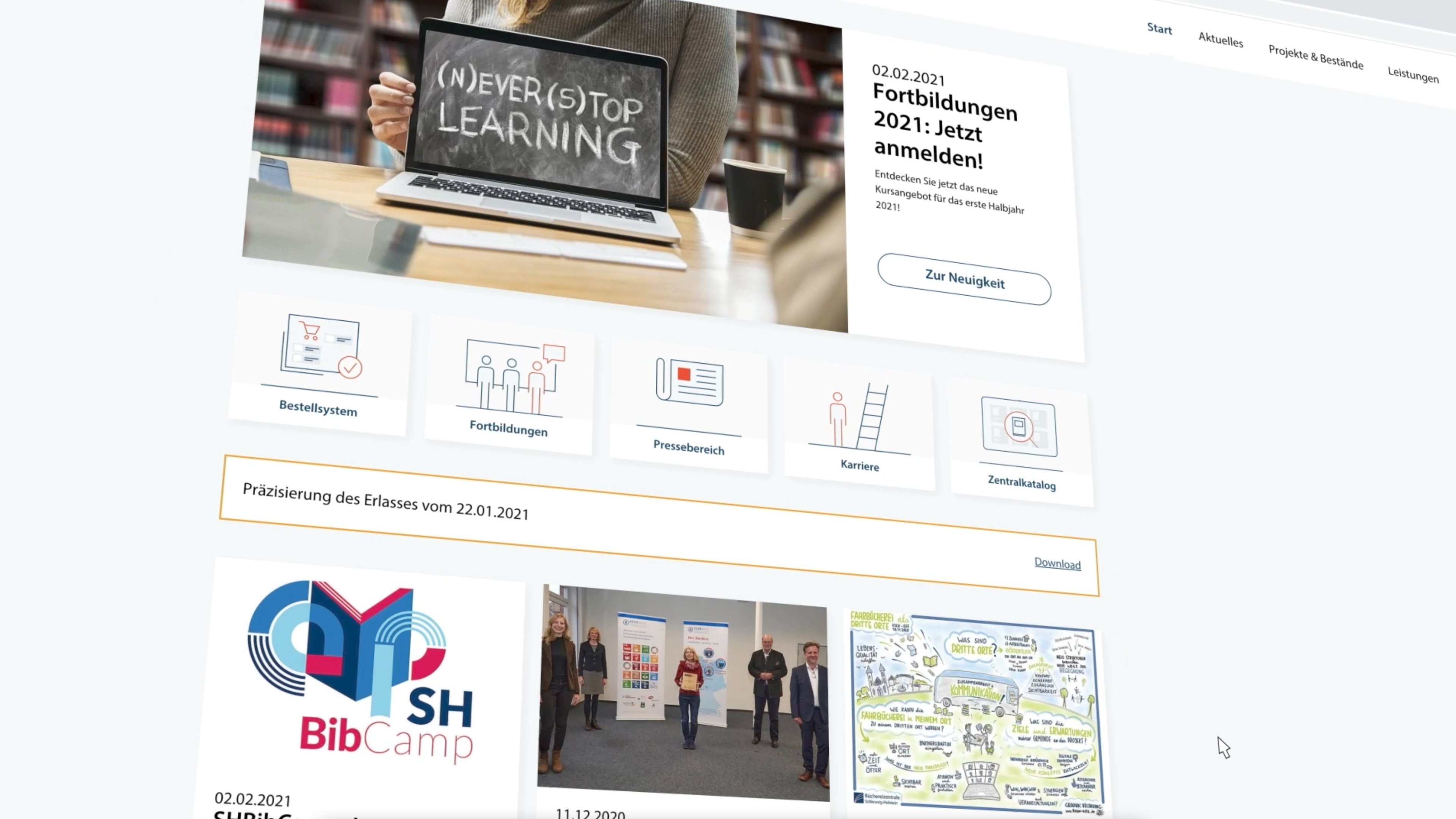 Homepage der Büchereizentrale SH