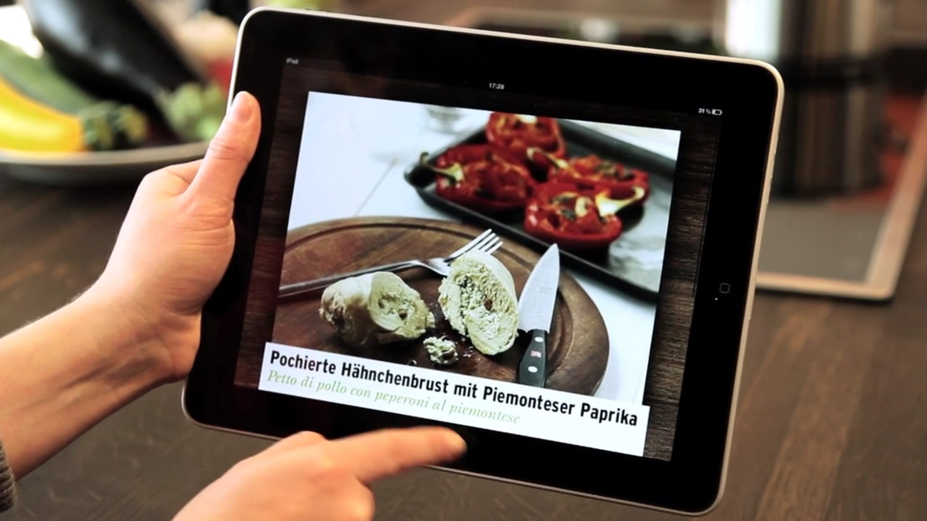 Ein Rezept angezeigt auf einem Ipad