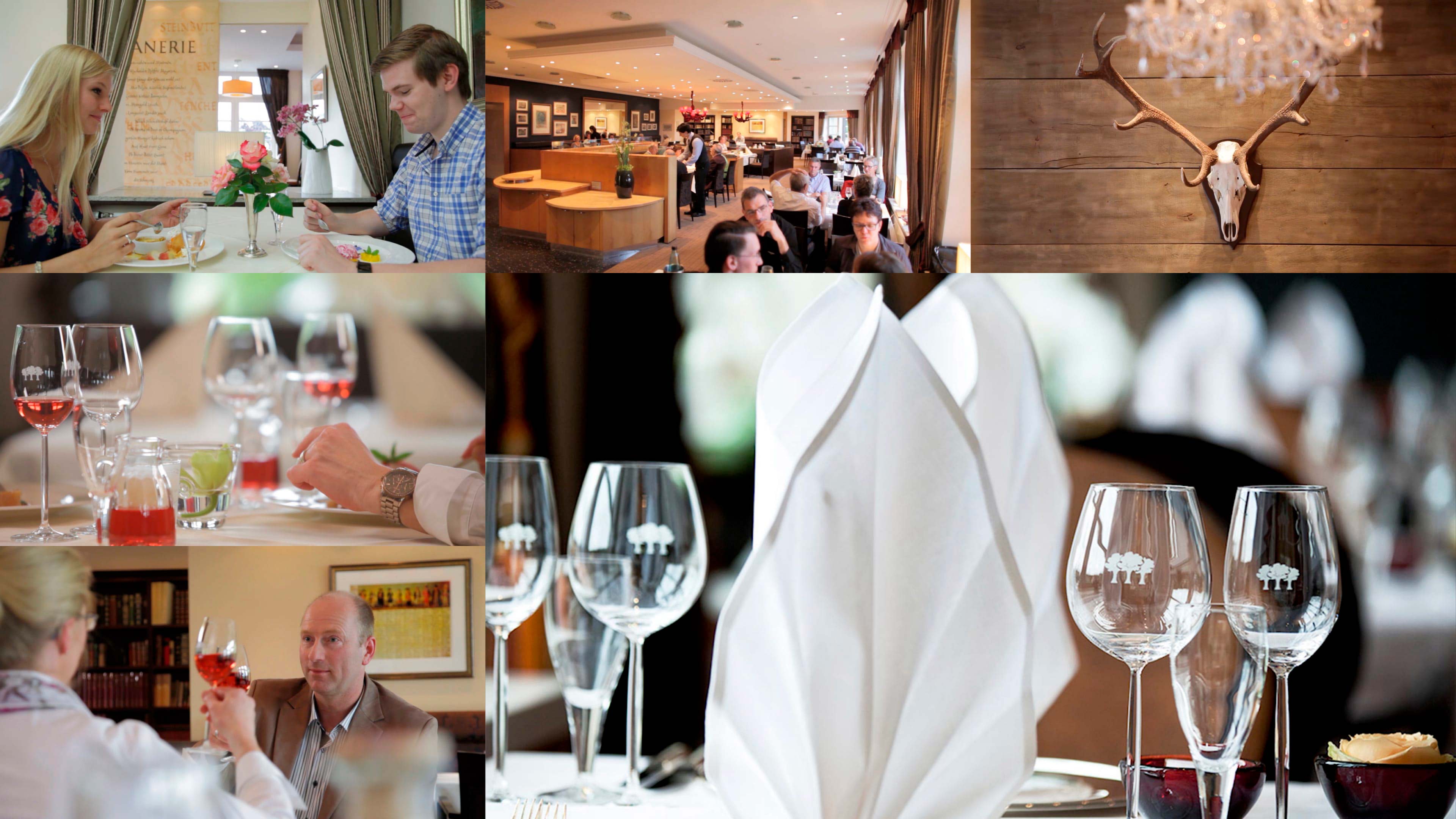 Bildercollage des Restaurantbereiches im Hotel Waldschlösschen