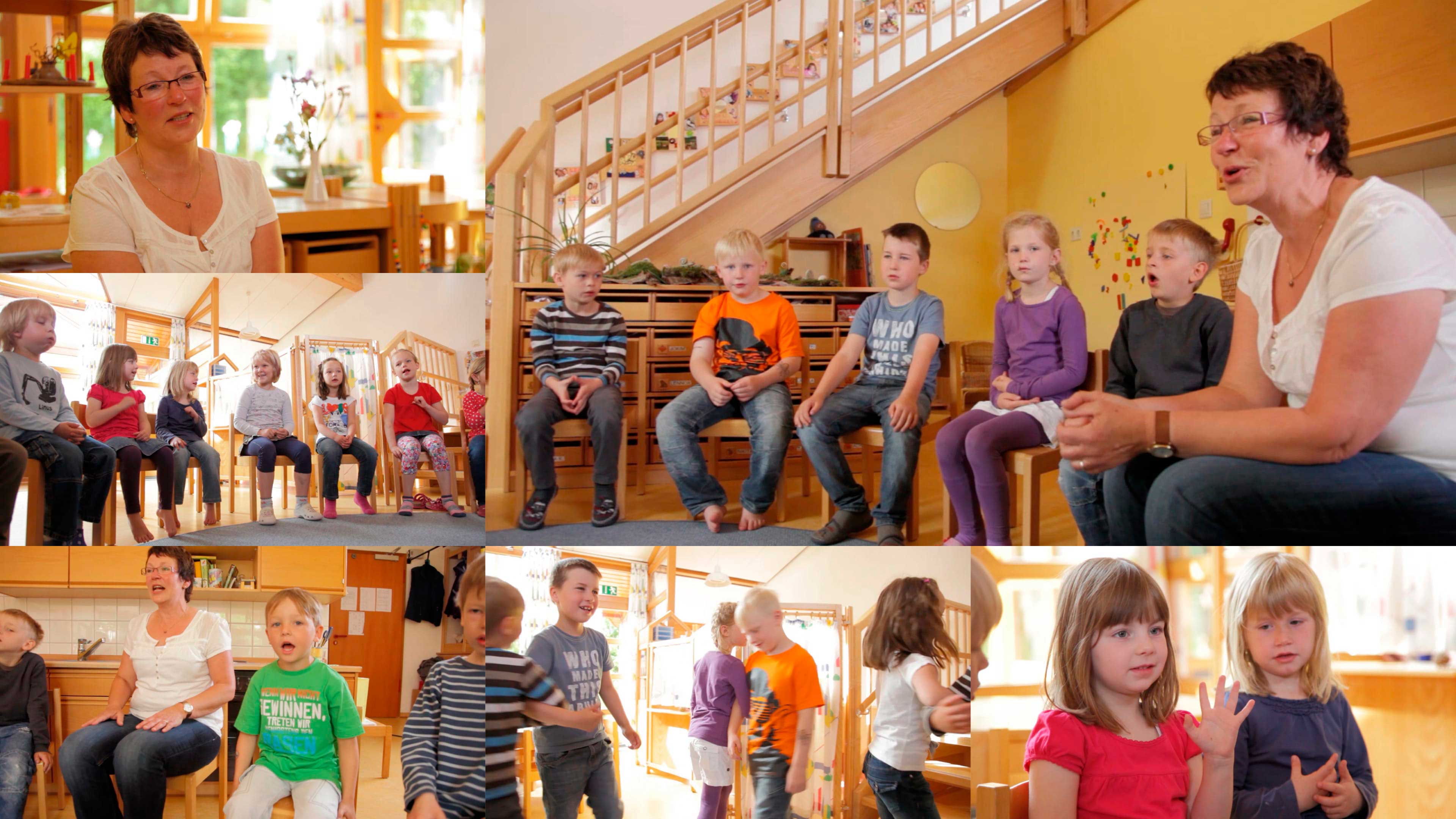 Eine Bildercollage von einem Kindergarten