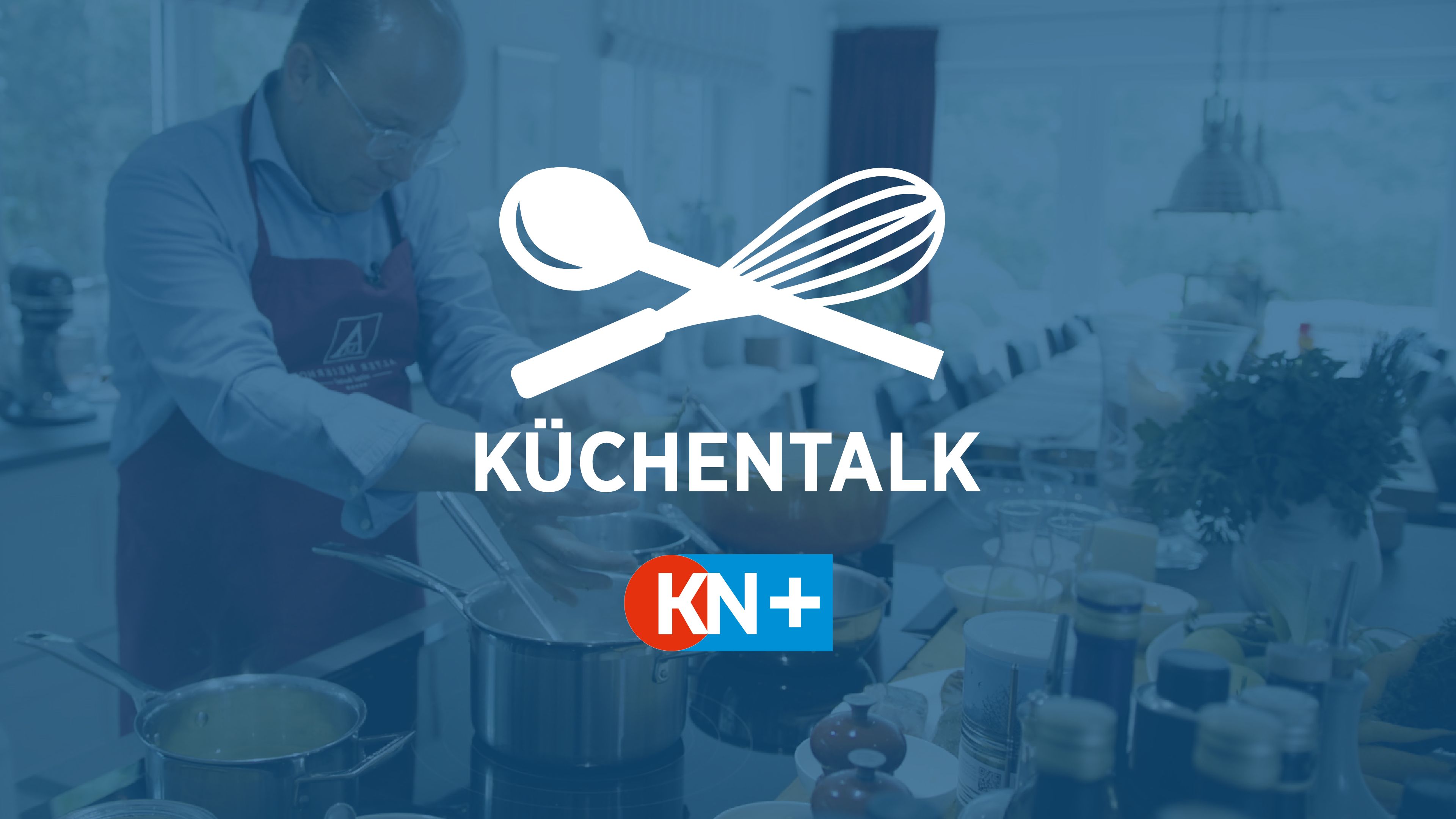Küchentalk Logo mit einem underlay von einem Koch
