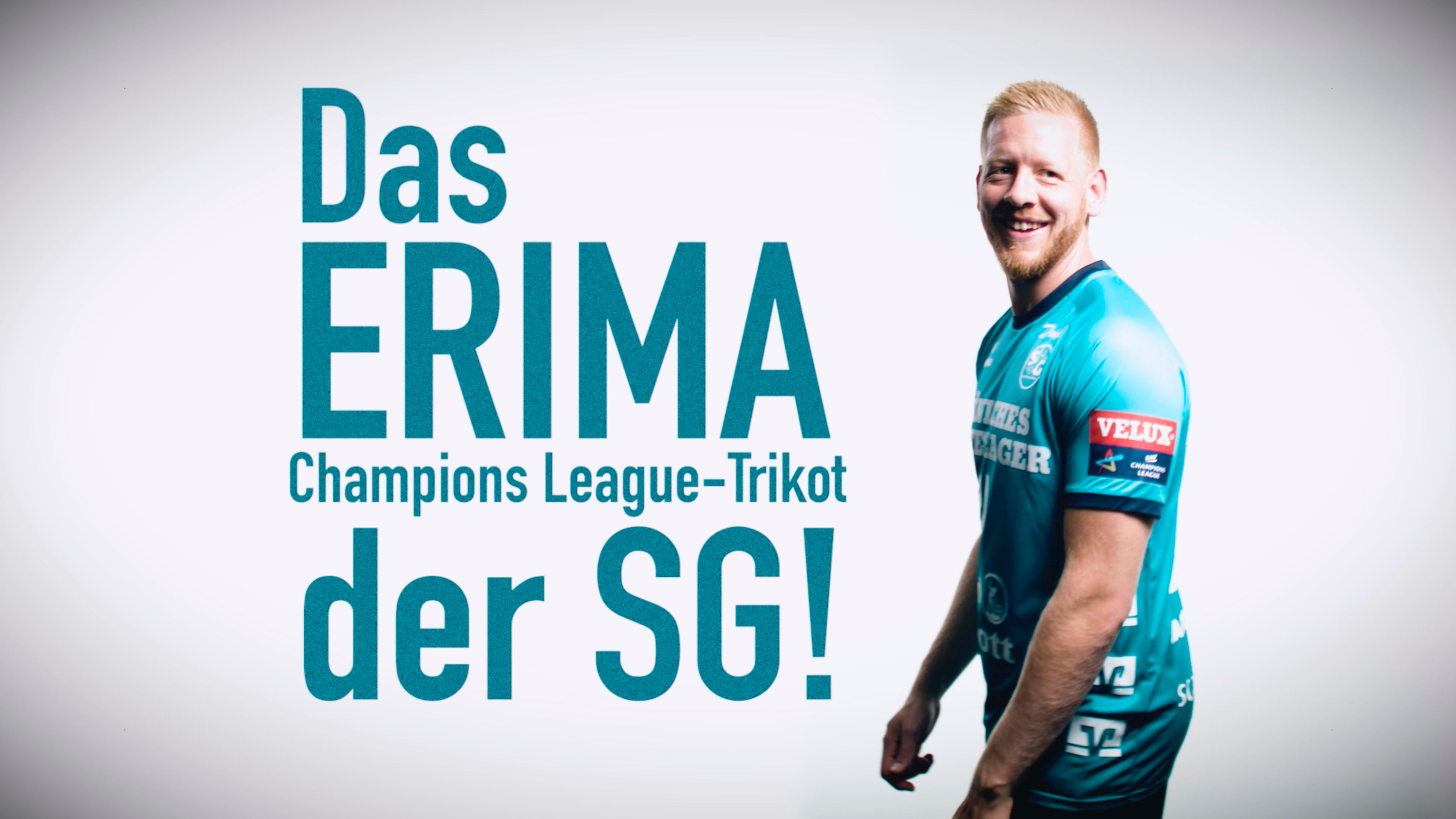 Ein Handballspieler der SG macht Werbung für die Erima