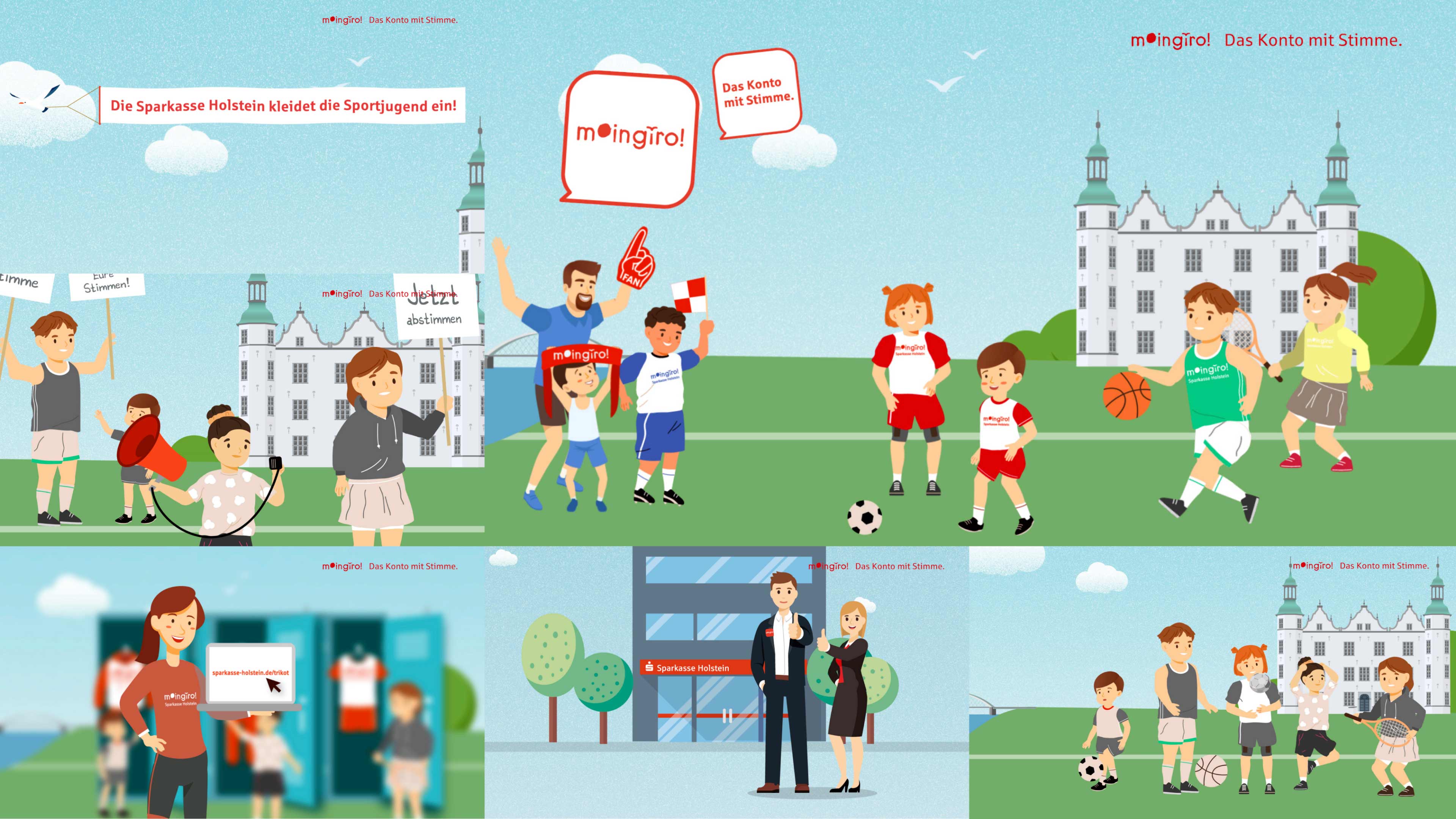 Eine Bildercollage von Zeichnungen für die Sparkasse Holstein