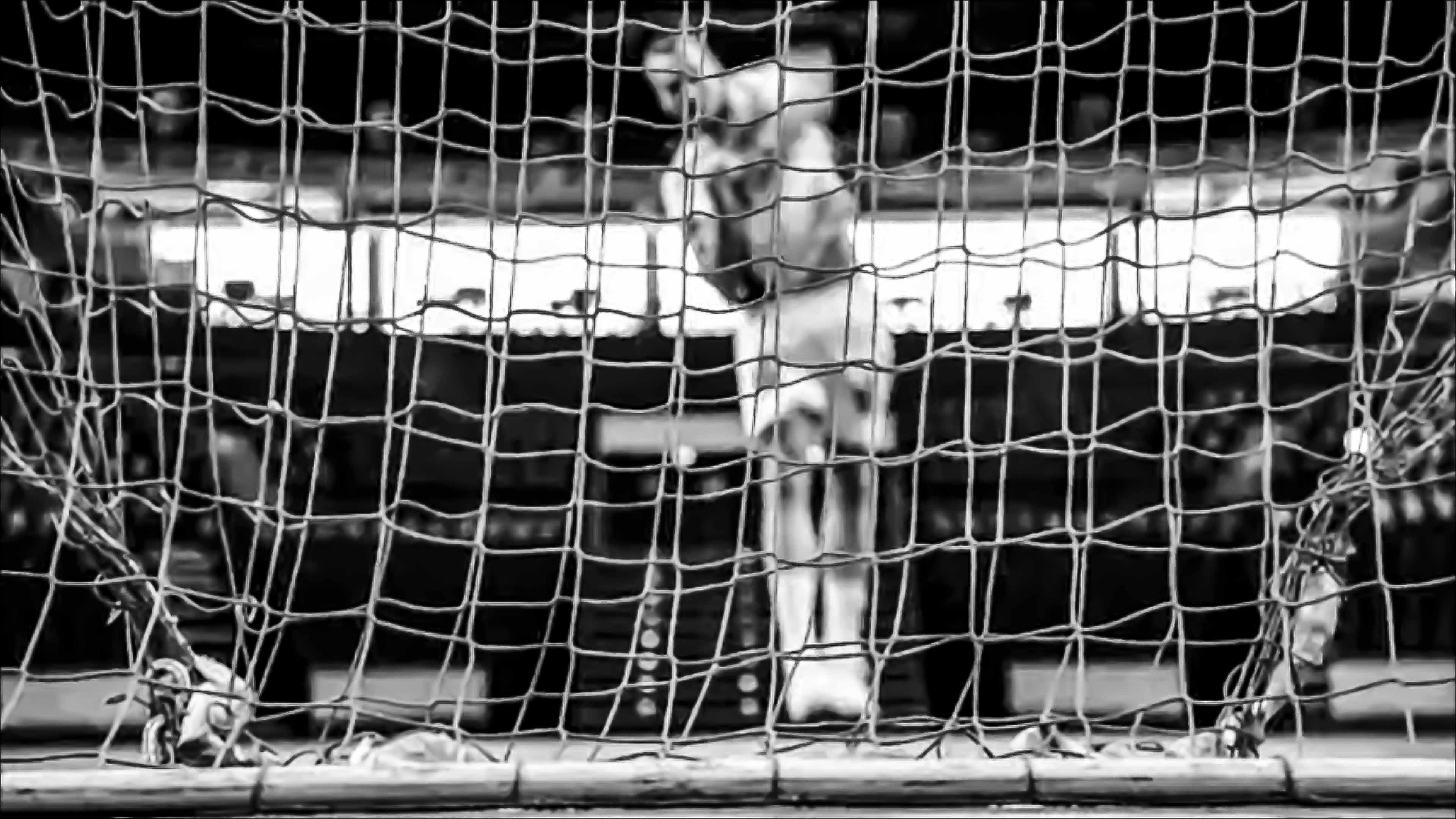 Nahaufnahme eines Handballnetzes