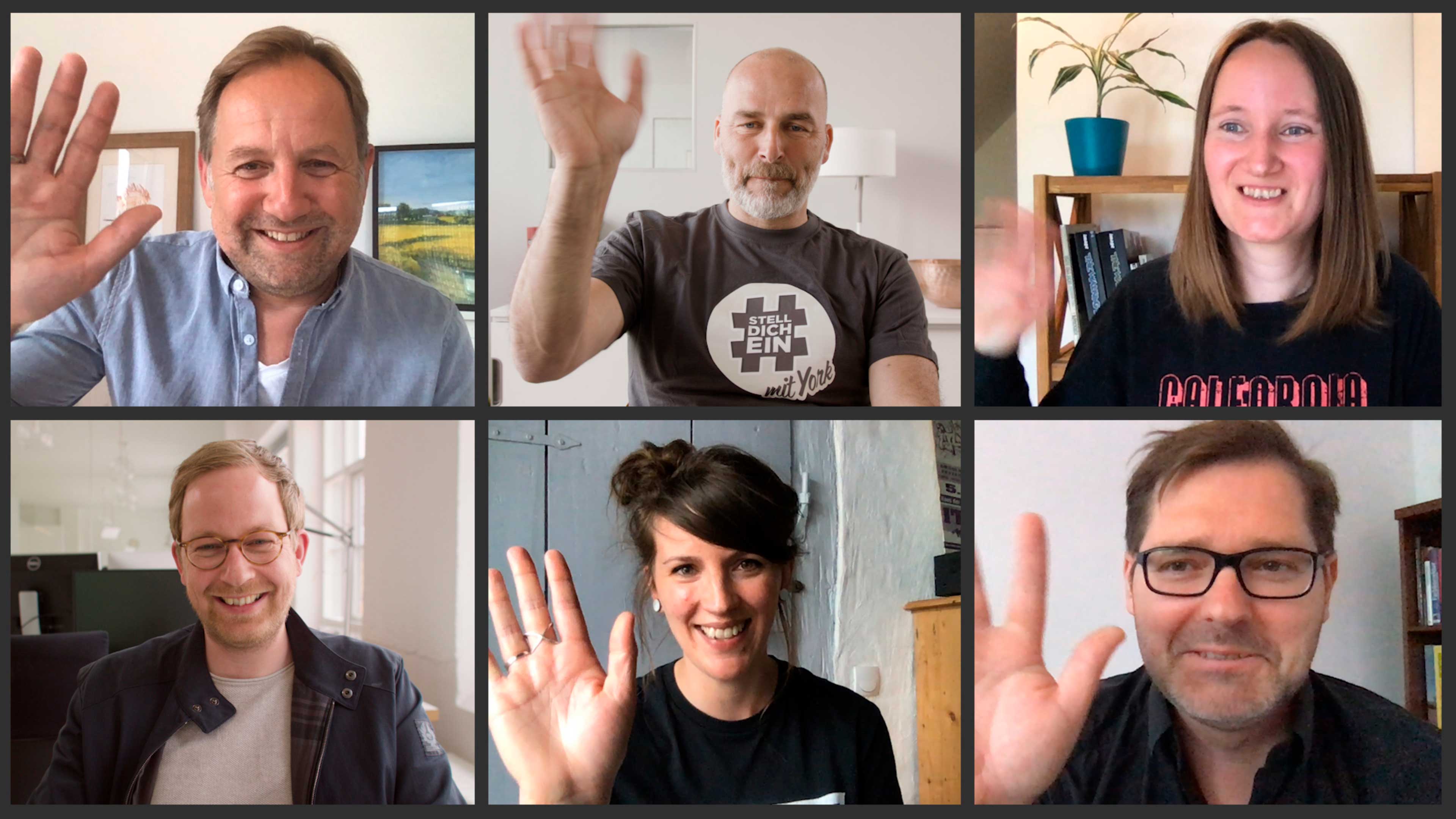 York skyped mit fünf Mitarbeitern von verschiedenen Unternehmen