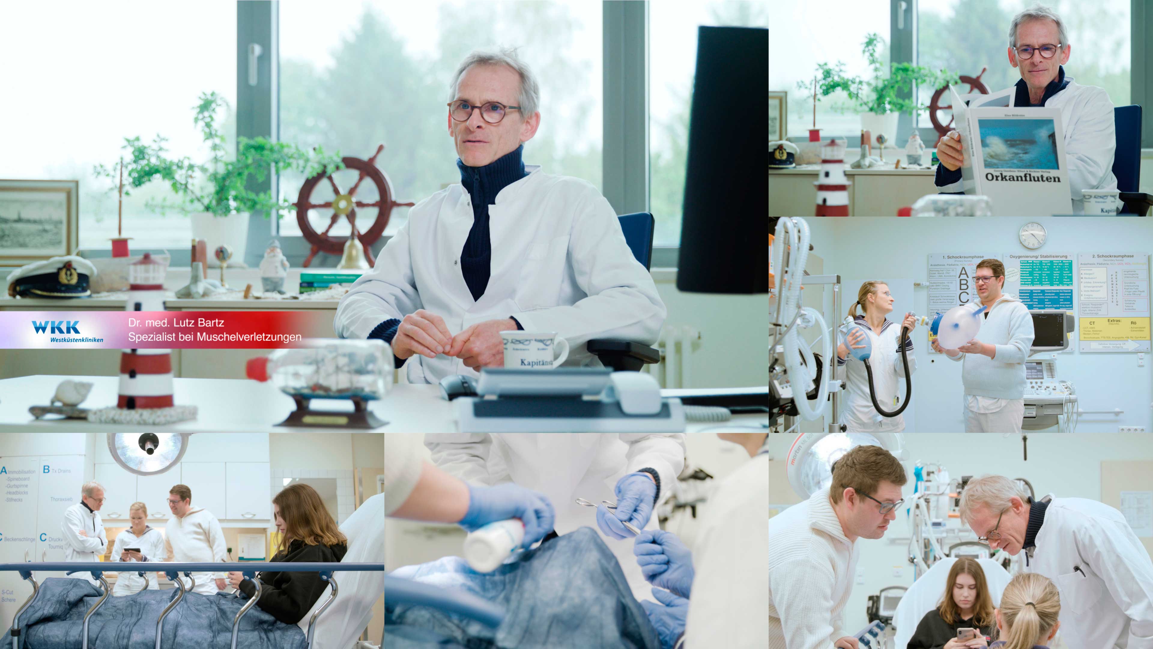 bb_muschelverletzung_vorschau.jpg Eine Bildercollage mit einem Arzt