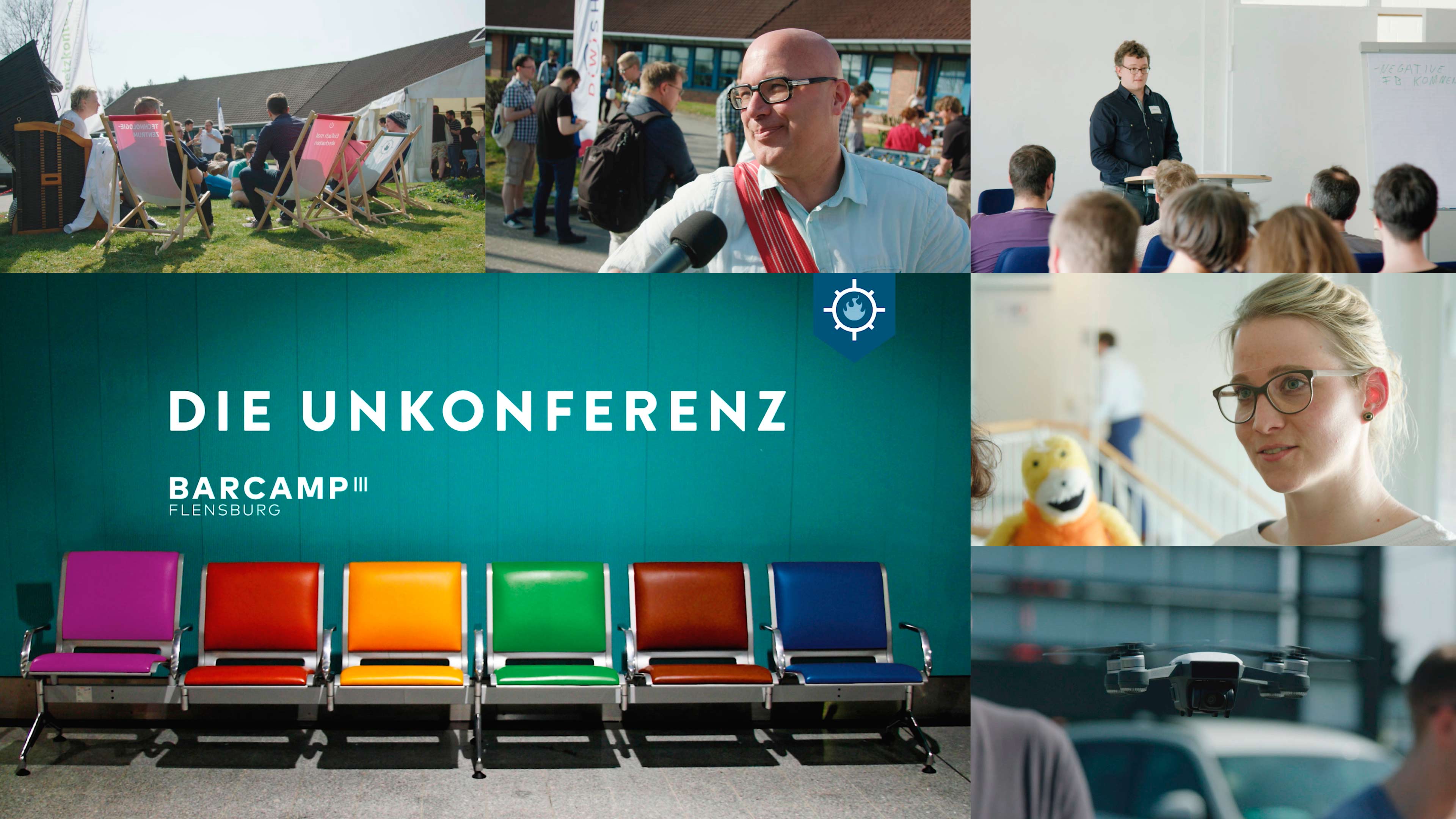 Eine Bildercollage vom Barcamp in Flensburg