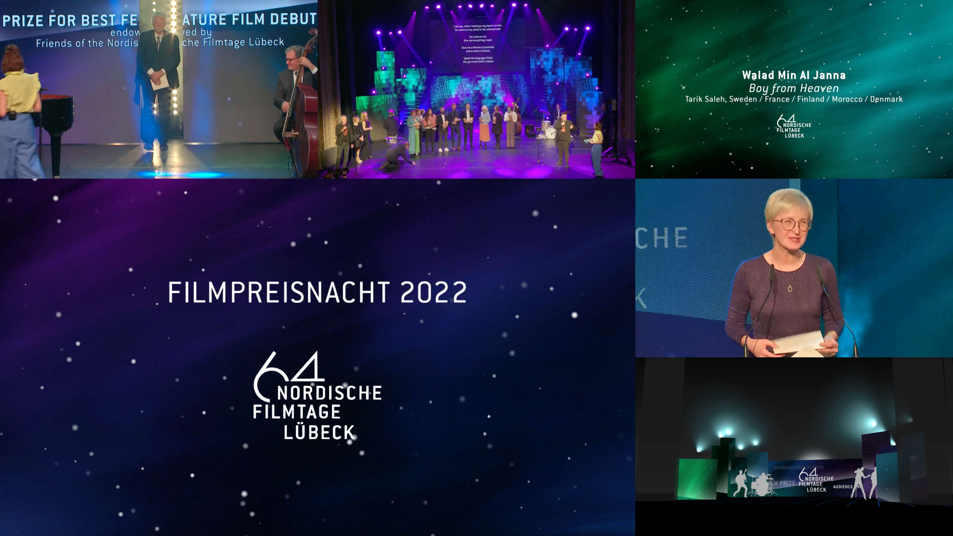 Eine Bildercollage der Lübecker Filmpreisnacht